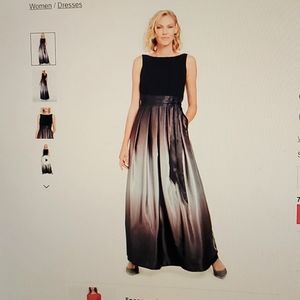 Ombre satin gown, floor length with matching ribbon sash. Formal dress.